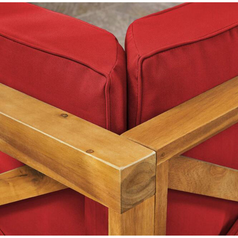 Ensemble de canapés modulaires d'extérieur BRAVA X-Back 3 places, rouge, 3, Coussin rouge / cadre brun