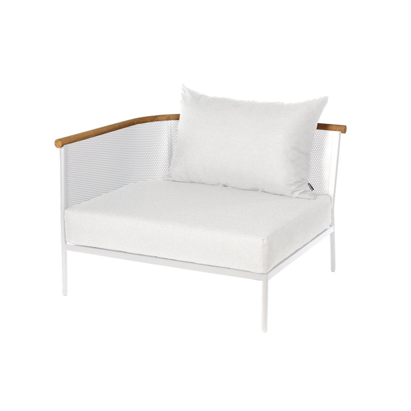 Riad Outdoor Corner Wedge Lounge Chair, Left, White, Canvas Natural