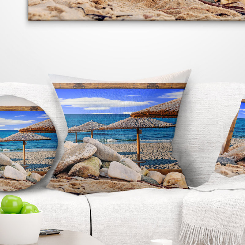 Housse et insert de coussin carré encadré à effet de plage Seashore, 18 po x 18 po