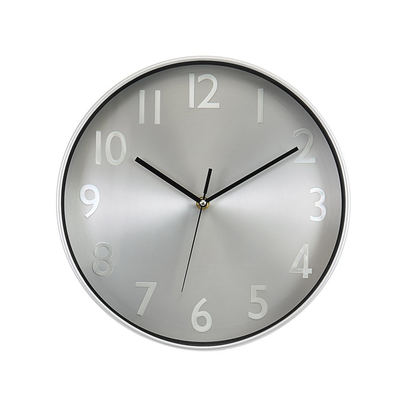 Lorcan Round Silver Face Silver Frame Contemporary Modern 12" Wall Clock