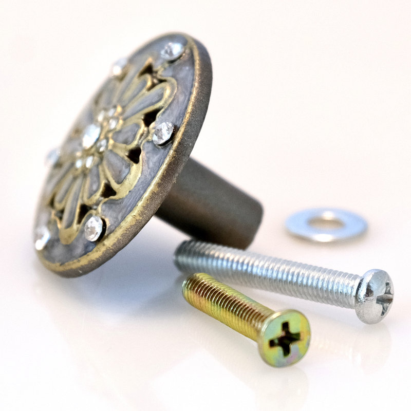 Elegant Jewel Knob - Silver Grey Cloisonne