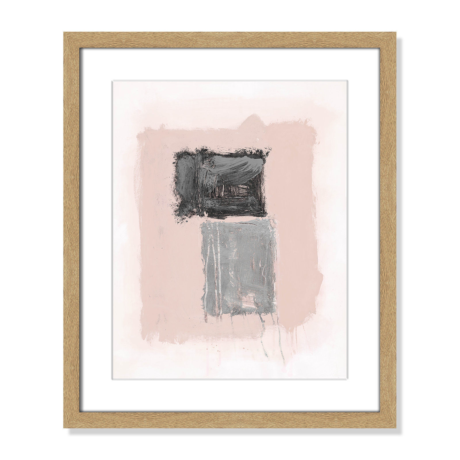 Pink, Black and Silver Shimmer II Print, 19" H x 16" W x 1.25" D, Natural Woodgrain Picture Framed