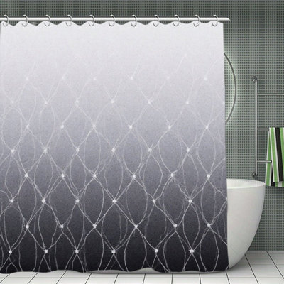 Rideaux de douche gris argenté à motif quadrillé, 71 x 71