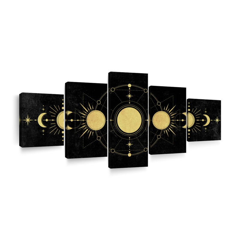 Reproduction d'art sur toile Gold Moon Phases, H 24 po x l 55 po x P 1,25 po