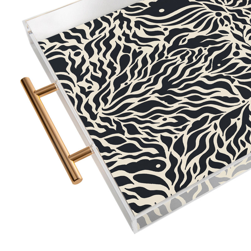 Cassidy Rae Marietta Swiss Cross Remix Acrylic Tray, Floral, Black