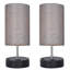 Ensemble de 2 lampes de table 15 "avec base noire 15" avec abat-jour tambour en lin gris et ports de charge USB 15 "David-1715651818-1715651607-1715651817
