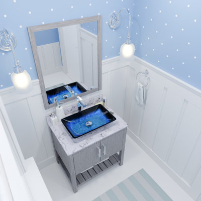 36-inch Bathroom vanity with mocha quartz top and sink, chrome Hardware and Mirror