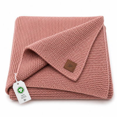 Couverture en tricot pour bébé Little Dedi 30 x 40 po, Misty Rose - certifié 70% coton biologique et 30% mélange de Tencel GOTS, doudou respirant doux pour les nouveau-nés, présentation de panier faite à la main