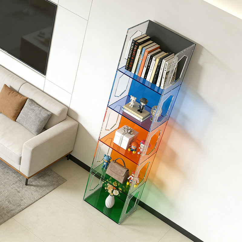 Transparent Colorful Acrylic bookcase, (5 Shelves) 59.06"H x 23.62"W x 11.81"D