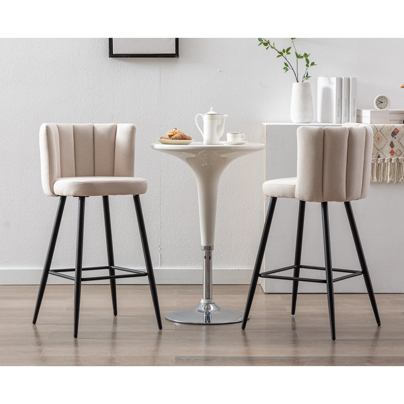 Tabouret Lalo, Tissu beige / cadre noir