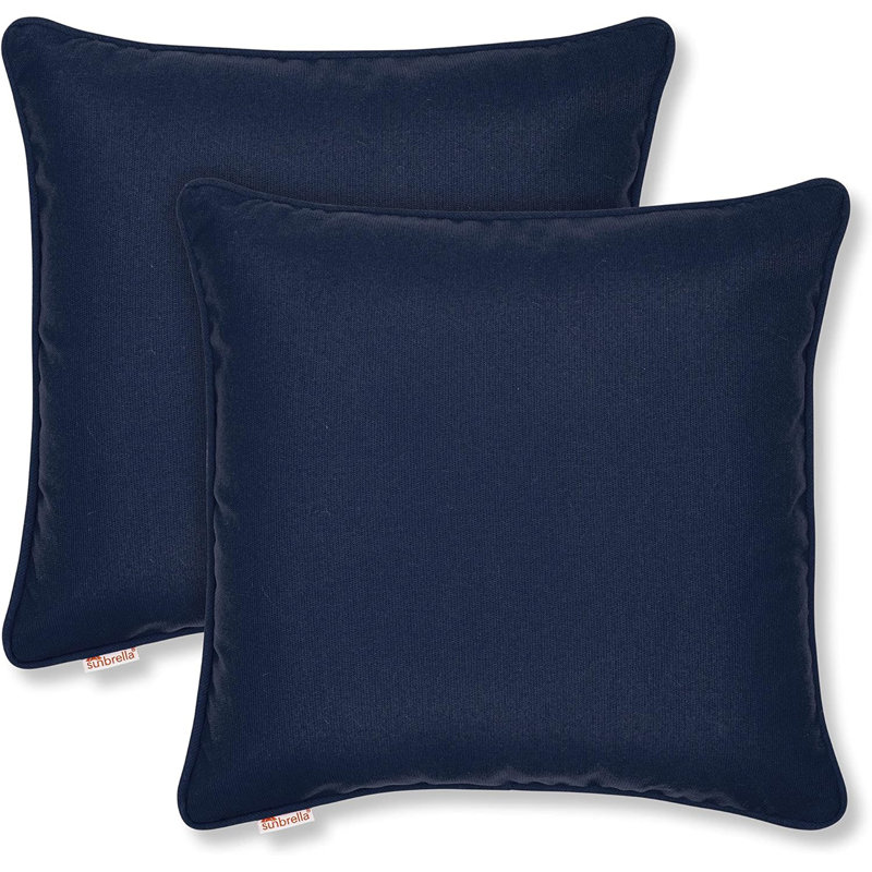 Indigo Corded Edge Indoor/Outdoor Reversible Throw Pillow Set