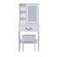 White Modern Mini Vanity Desk With Led Mirror, Hidden Storage, Multi-tier Shelves & Padded Stool