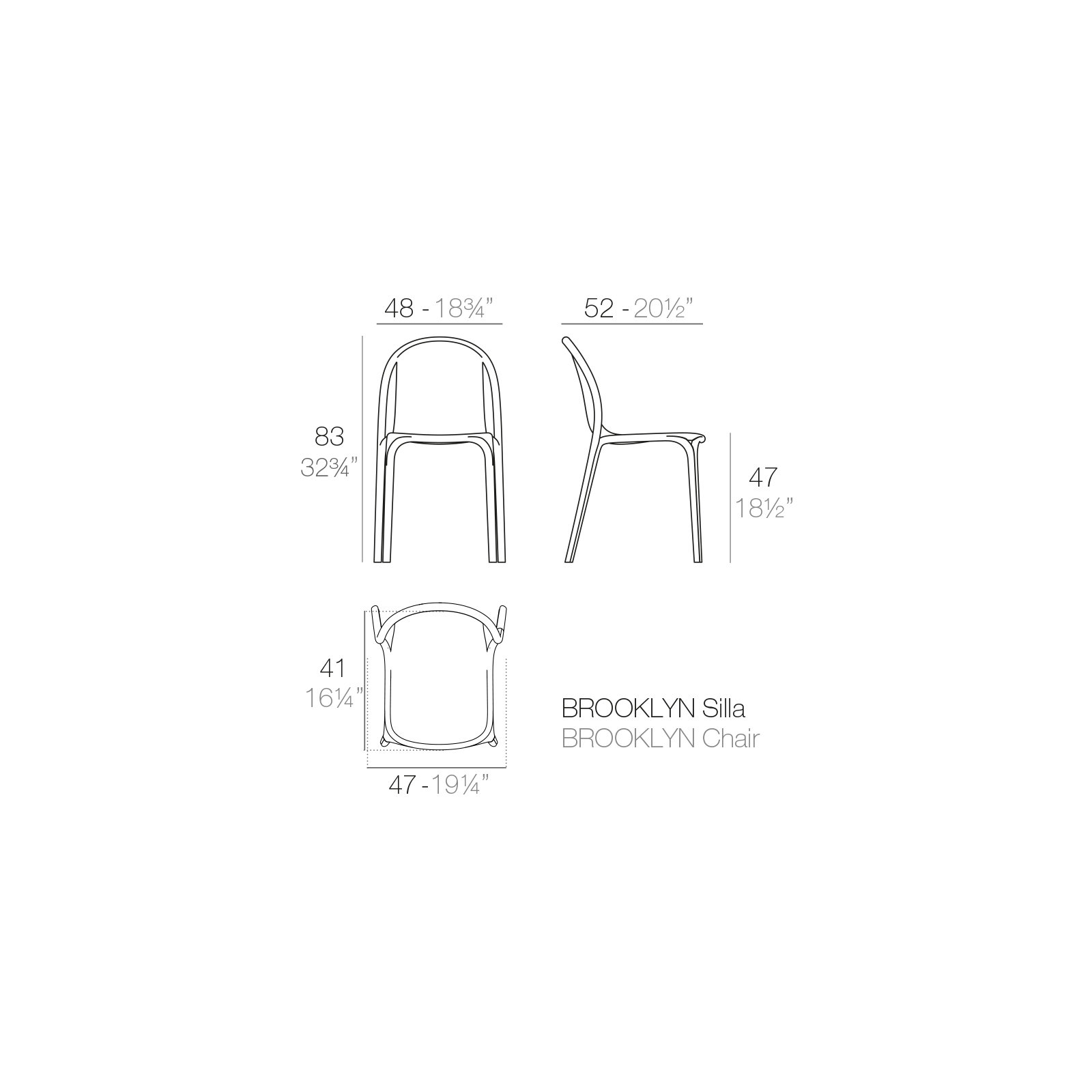 Brooklyn Stacking Patio Dining Side Chair, Tortora