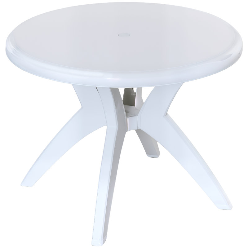 Aamia Round Outdoor Balcony Table , 36.25'' in. W 36.25'' in. D, White