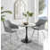 White Marble Effect Round Dining Table And 2 Luxury Fabric Dining Chairs