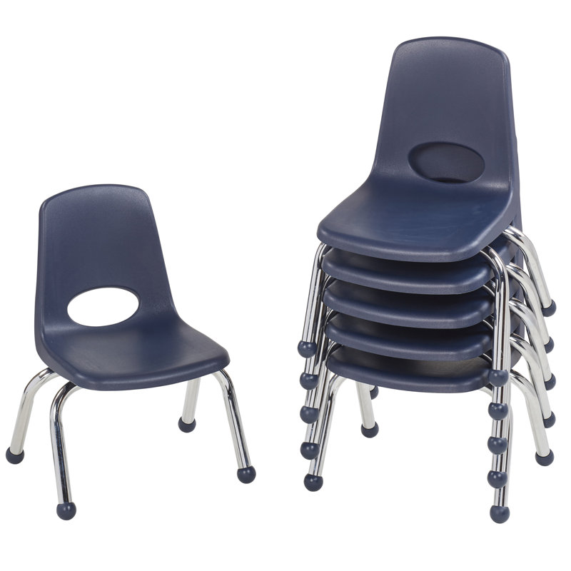 Chaise de classe empilable, 10", Marine, Pivotant et oscille