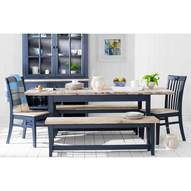 Bayou 200 cm Rectangular Wood Top Dining Table with Wood Base, Navy Blue