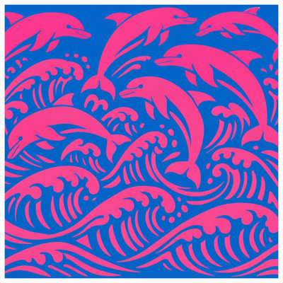 Pink Dolphins Waves Comforter