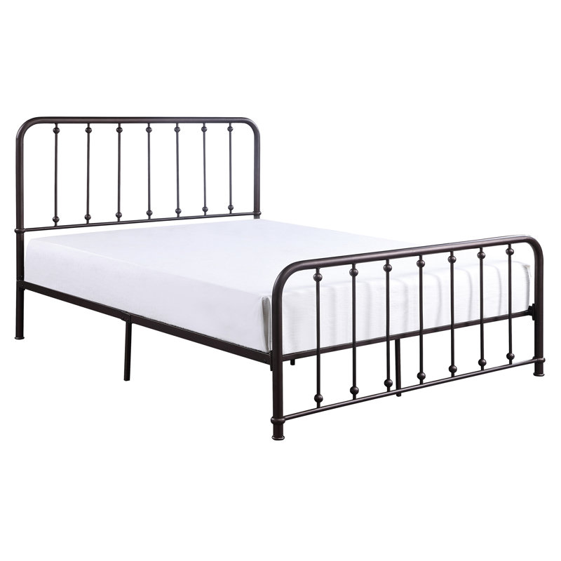 Lit plateforme grand pour chambre à coucher, structure en métal bronze foncé pour lit, Queen