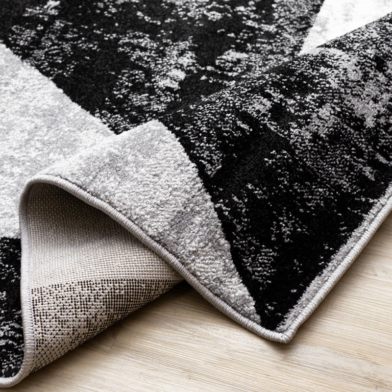 Tapis géométrique tissé à la machine Jashua , Rectangle 2 pi 8 po x 4 pi 3 po