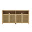 Buffet 63 po Mid-Century Modern Rattan Buffet Buffet avec rangement, crédence de bar à vin Retro Coffee Bar, grande console média pour salon / vestibule / cuisine-125537904