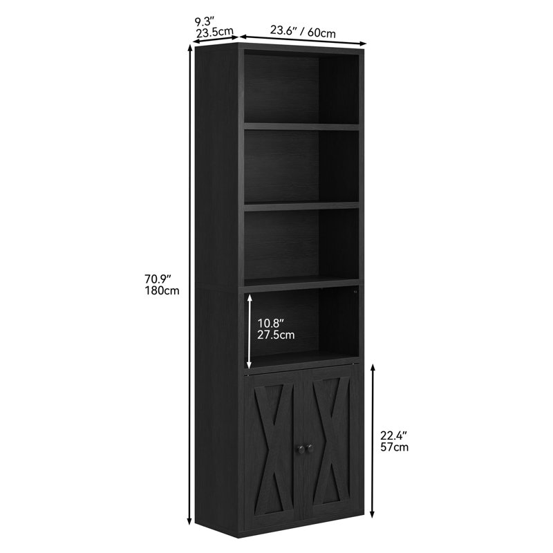 180cm H Standard Bookcase, Black