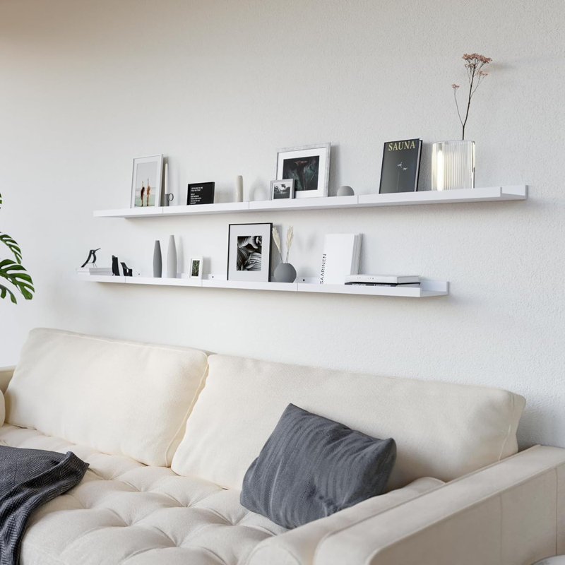 Floating Wall Mounted Shelves Set Of 8, Modern Display Shelves With Lip For Secure Storage, Hanging Book Shelves For Nursery, Bedroom, Bathroom, Kitchen, Living Room Wall Decor