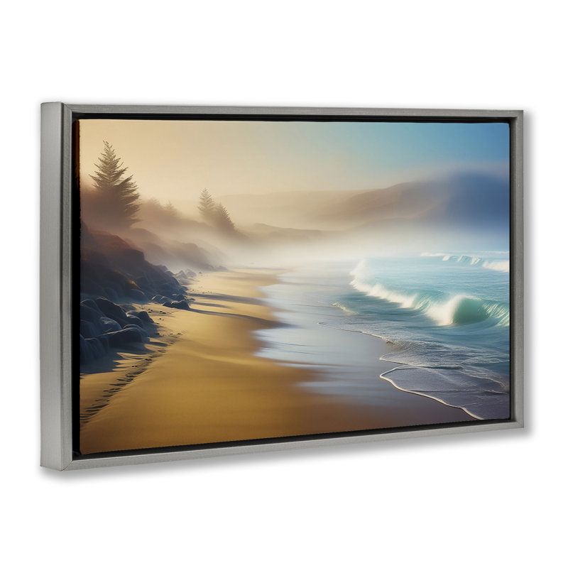  Toile flottante encadrée «Smooth Beach Tide» par Noah Bay, H 17 po x l 25 po, Cadre flottant gris lustré