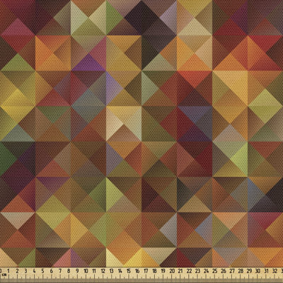 fab_27763_Tissu coloré par la cour, impression abstraite géométrique en mosaïque, image créative triangulaire, tissu décoratif pour le revêtement et les accessoires de maison, brun et souci