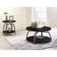 Table basse, ronde gris foncé et nickel noir