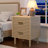 Nightstand, Nightstands With Charging Station, Brown Fluted Night Stands With 2 Drawers And Open Shelves, Wooden Bedside Table Modern End Table For Bedroom Living Room Sofa Office(Brown, 1pc)-1100766584-1090368621