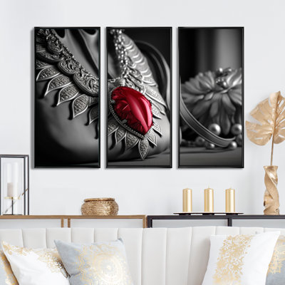 Vintage Glam Accessores n Red and Black - 3 pièces sur toile