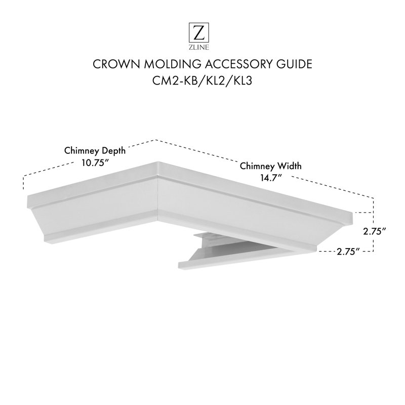 ZLINE Crown Moulding Profile 2 pour hotte de cuisine murale, H 2,75 po x l 10,75 po x P 8 po