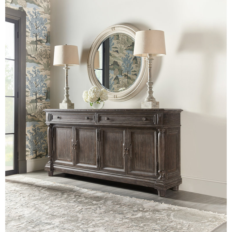 76'' White Traditional Pine Oak Maple Sideboard