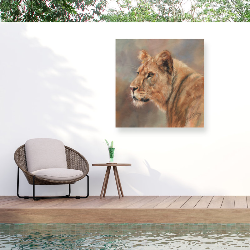 Toile pour l'extérieur David Stribble Lioness Portrait, H 14 po x l 14 po
