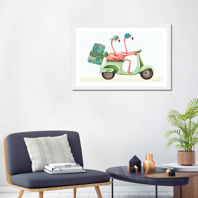«Flamants roses Vespa» par Amélie Legault - reproduction d'art