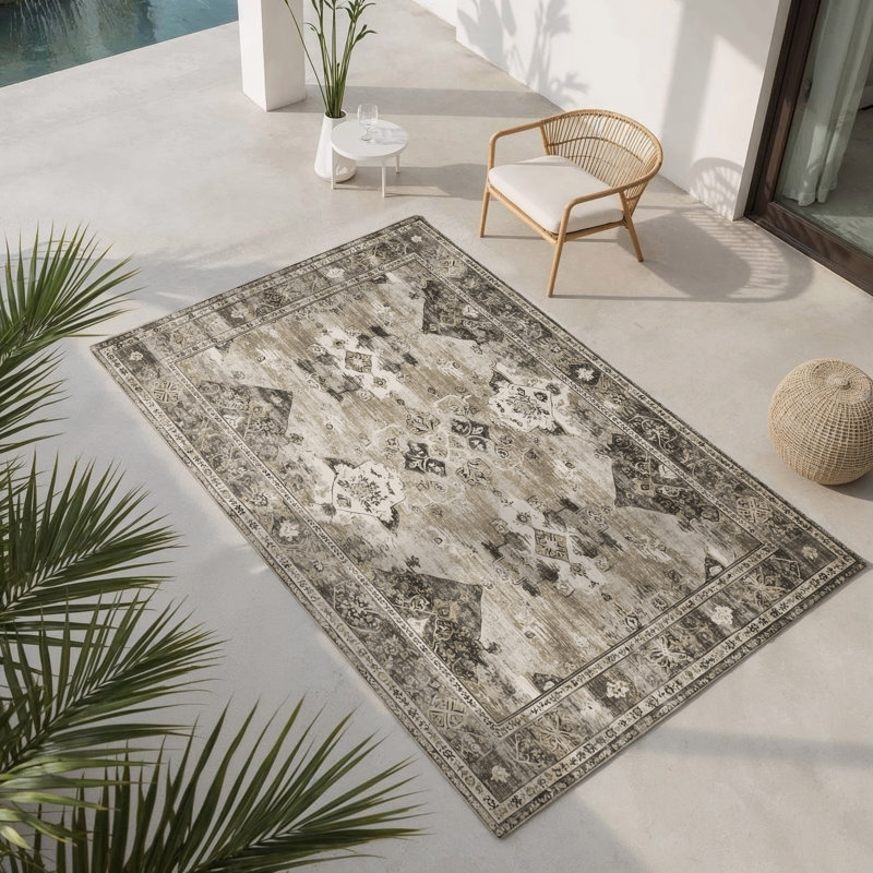 Tapis intérieur et extérieur Victorian Flourish, Rectangulaire 3 pi x 5 pi