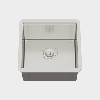 Évier de cuisine encastré de 43 cm (17 po) avec rebord, en acier inoxydable de calibre 16, à une cuve, conception durable et insonorisée.