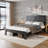Wood Platform Bed Frame With Storage Led Light Headboard And 2 Usb, Large Under Bed Storage-877138251-890001061