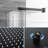 12 Inch Square Matte Black Shower - Wall Mounted With Adjustable Slide, Rainfall Head, And Handheld Option Holder Spray-127299682