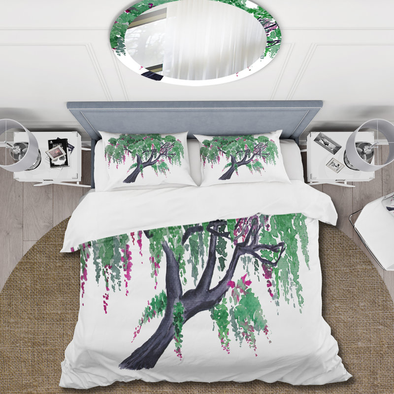 Tree of Wisteria - Ensemble de housse de couette traditionnel - Microfibre de polyester