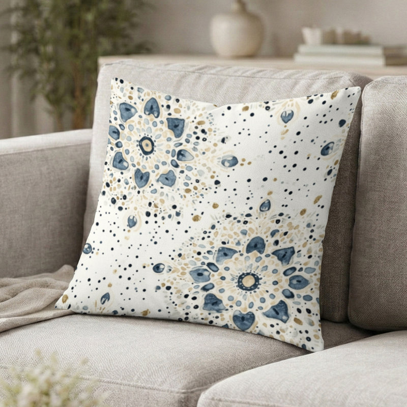 Coussin abstrait abstrait - Coussin Boho Mandala, H 18 po x l 18 po