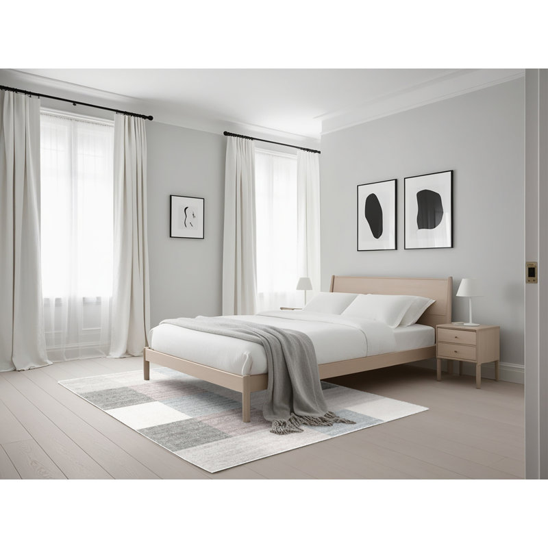 Tapis gris/rose/rouge contemporain, Rectangle 5 pi x 7 pi