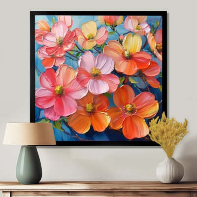 Rose, orange, vibrant, cornouiller I - cornouiller, art mural, salon
