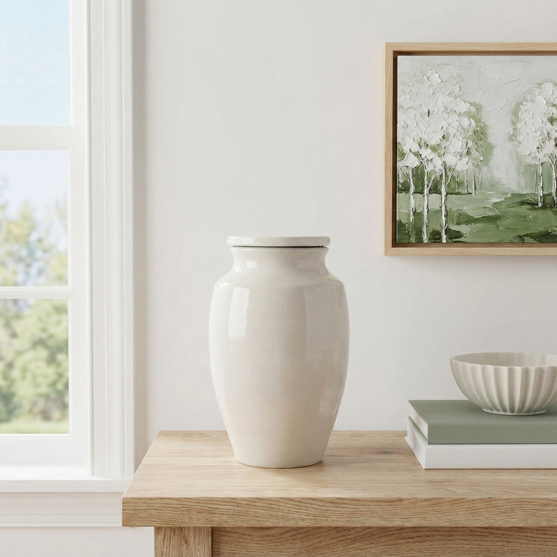 Medium Round Terracotta Cachepot with Cover Lid