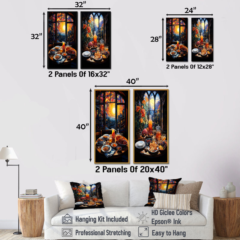 Petit déjeuner fusion - ensemble d'art mural sur toile Petit déjeuner, H 28 po x l 25 po, Toile tendue
