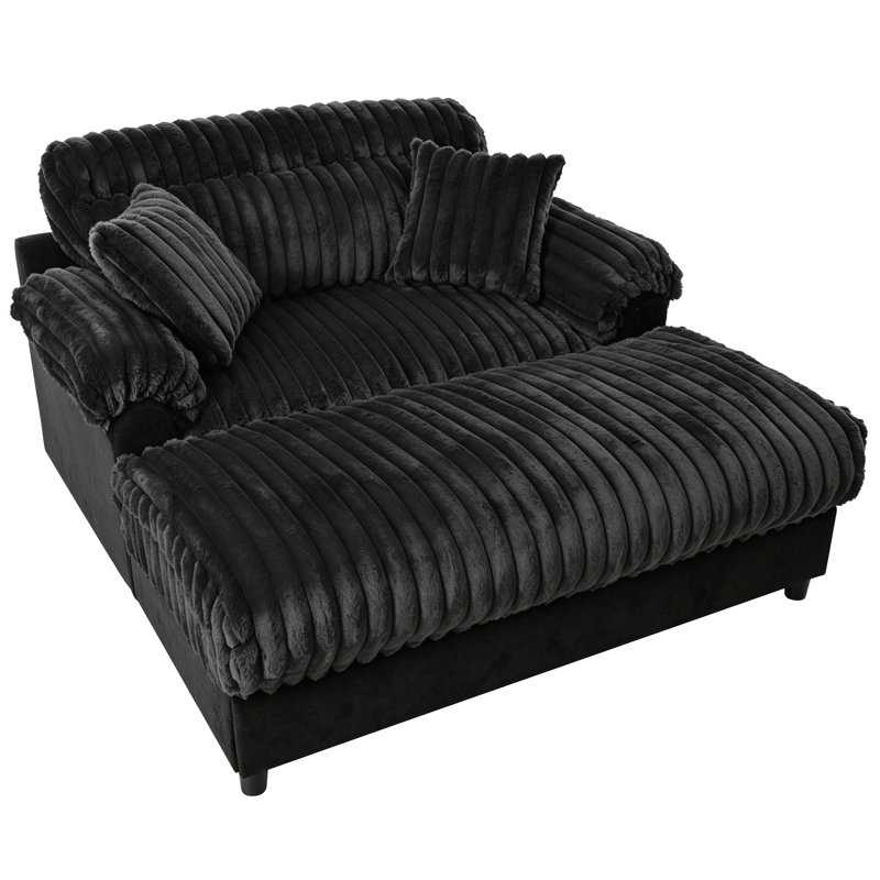 Canapé méridienne moderne 62 po Cloud, Similicuir noir