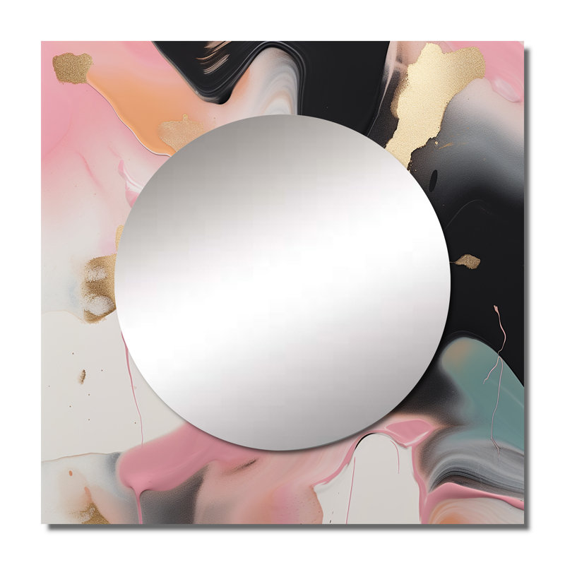 Gyung - Miroir carré abstrait en marbre pour décoration murale, 23 po x 23 po