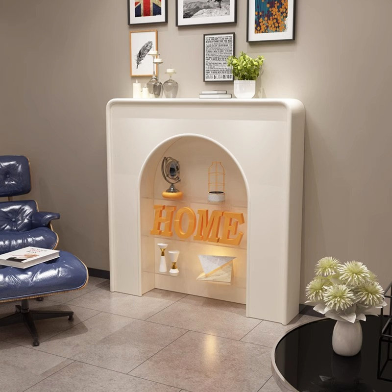 French-style glass fireplace cabinet,  39.37" H x 35.43" W x 7.87" D