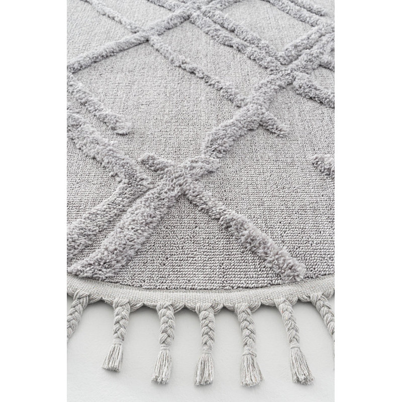 Holliston Round Geometric and Abstract Indoor / Outdoor Area Rug, Round 3'3"
